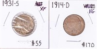 Coin 1931-S & 1914-D Buffalo Nickels