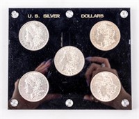 Coin 5 Morgan Silver Dollars in Capital Holder AU