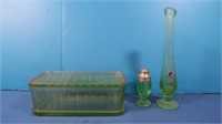 Antique Depression Glass Refrigerator Dish w/Lid,