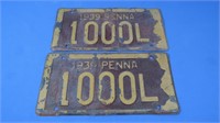 2 Antique Metal License Plates-Both 1919