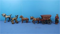 Antique Cast Iron Fresh Milk Carriage, Horse &