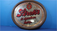 Vintage Stroh's Mirrored Glass Bar Sign-Wood