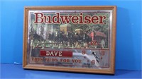 Vintage Budweiser Mirrored Bar Sign w/Clock,