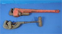 24" Pittsburgh Pipe Wrench, Chicago 18A Pipe