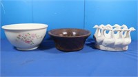 2 Vintage Bowls (1 Pottery), Geese Planter