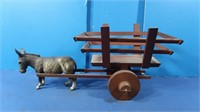 Wooden Cart w/Plastic Donkey
