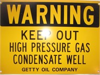 Getty Oil Co. Vintage Gas Well Warning Sign - NOS