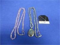 925 Abalone Shell Pendant Necklace 28 " & 30 " ,