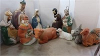 Complete Vintage Blow Mold Nativity Set-12 pc