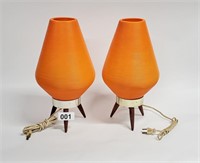 MID CENTURY DANISH RIBBED BEEHIVE MATCHING LAMPS