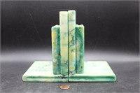 Vtg. Italian Green Marble "Story Book" Book Ends