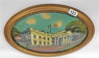 1917 REVERSE PAINTED WHITE HOUSE CONVEX PICTURE