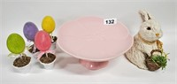 CAKE PLATE, RABBIT EASTER EGG HOME DECOR LOT