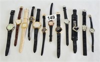 12ct ASSORTED LEATHER BAND WRIST WATCHES