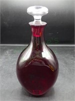 Ruby Red Glass Triangle Grip Decanter RYE