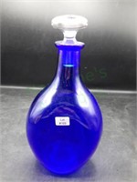 Cobalt Blue Glass Triangle Grip Decanter Brandy