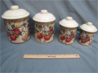 Set of 4 Susan Winget Fruit Themed Canisters