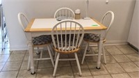 White Dinette with Tile Top and 5 Chairs