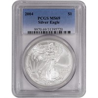 2004 American Silver Eagle, PCGS Graded MS69,