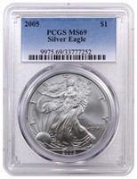 2005 Silver Eagle PCGS Graded MS69,