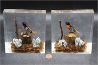 Canadian Resin & Wooden "Orioles" Bookends