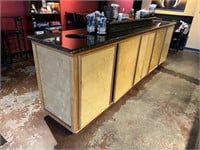 LARGE CONDIMENT / TRASH STATION WITH GRANITE TOP