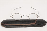 19th Century Round Spectacles Glasses & Case