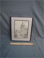 Vintage Maskell 1968 Framed Drawing of Big Ben