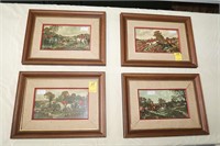 (4) Vintage Hunting Scene Pictures