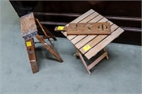 Sm Wooden Folding Table & Step Ladder