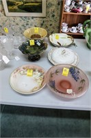 Variety of Porcelain Glass & Pottery Serving