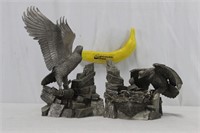 Pair R.K.Davis Pewter Eagle Sculptures