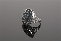 Large Hand Hammered Sterling Silver Ring