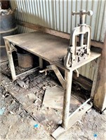 26 x 52 inch welding table w/ 1 inch top & vise
