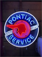 2ft Round Pontiac Service Neon Sign