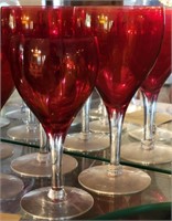 M - 9 PC VIBRANT RED WINE GOBLETS (D104)