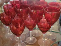 M - 9 PC VIBRANT RED WINE GOBLETS (D104)