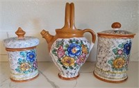 M - MADE IN ITALY MATCHING CANISTERS & TEAPOT (K15