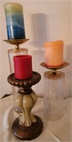 M - LOT OF 3 CANDLE HOLDERS (D10)
