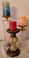 M - LOT OF 3 CANDLE HOLDERS (D10)