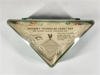 PLASTIC TRIANGULAR HANKY BOX W/ HANKIES