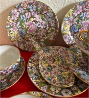 HAND PAINTED MADE IN HONG KONG TEACUPS & SAUCER