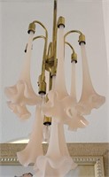 M - UNIQUE PINK VENETIAN GLASS HANGING LAMP 47"