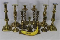 Collection 14 Brass Candlesticks