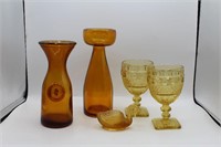 Vtg. Amber Fenton-Style Optic Glass, Italy+++