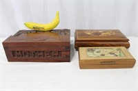 Vtg.Carved & Inlaid Mandolin Wood Jewelry Boxes+++