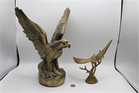 Vintage Cast Metal Brass Eagle Sculptures