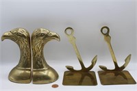 Brass Eagle and Anchor Bookends