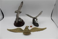 Marked Pewter and Metal Eagle Sculptures