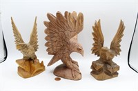 Hand-Carved Wooden Eagles, Signed